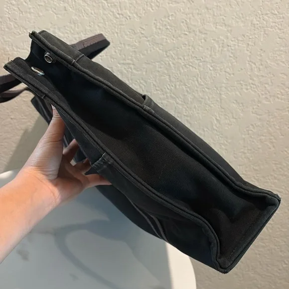 Hermes Large Handbag Canvas Tote Unisex Black - Picture 10 of 12